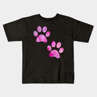 watercolor dogs paw, watercolor dog paw blue, watercolor puppy paw Kids T-Shirt